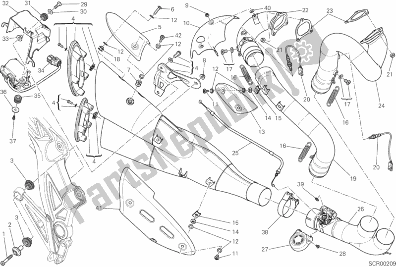 Todas las partes para Sistema De Escape de Ducati Diavel Carbon FL USA 1200 2015